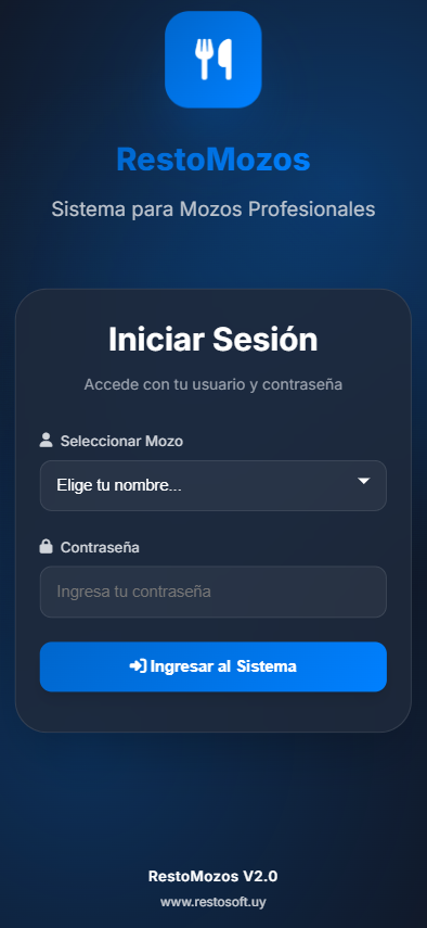 RestoMozos Login Móvil